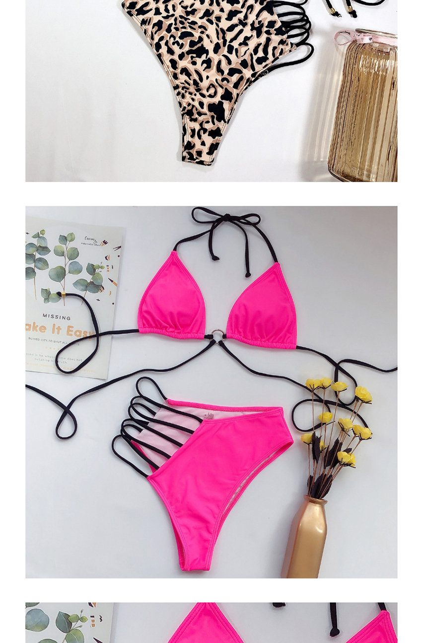 Fashion Leopard Print Hollow Cross Bandage Split Swimsuit,Bikini Sets
