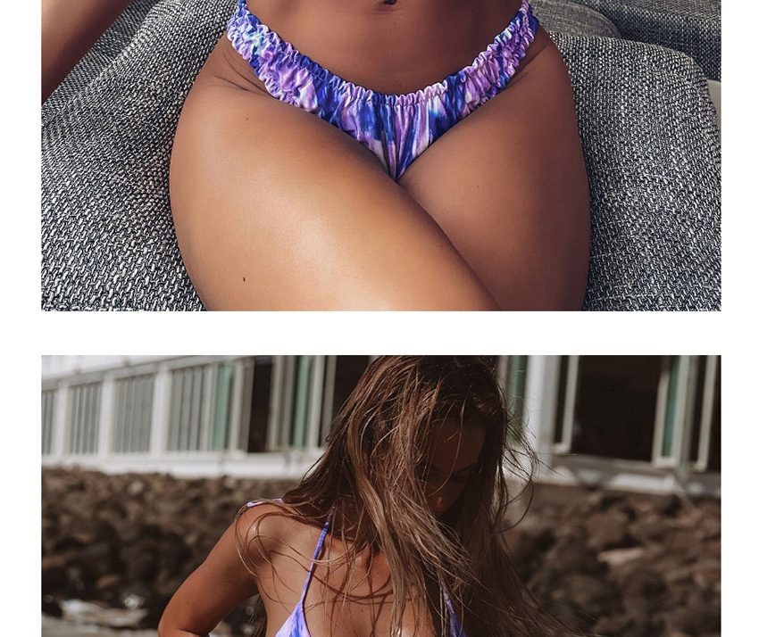 Fashion Purple Tie-dye Halter Split Swimsuit,Bikini Sets
