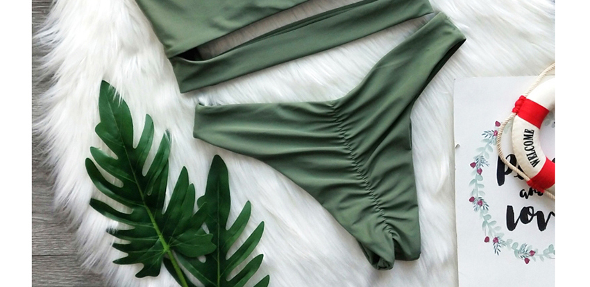 Fashion Green Hollow One-shoulder Split Swimsuit,Bikini Sets
