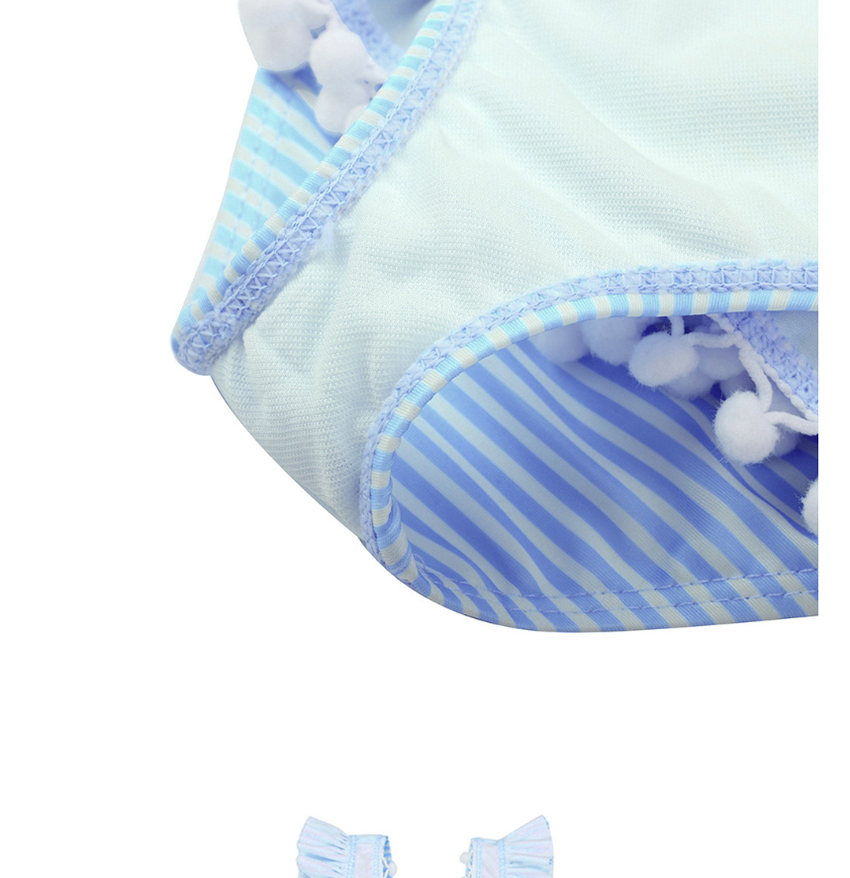 Fashion Blue Striped Skirt Fungus One-piece Swimsuit,Kids Swimwear