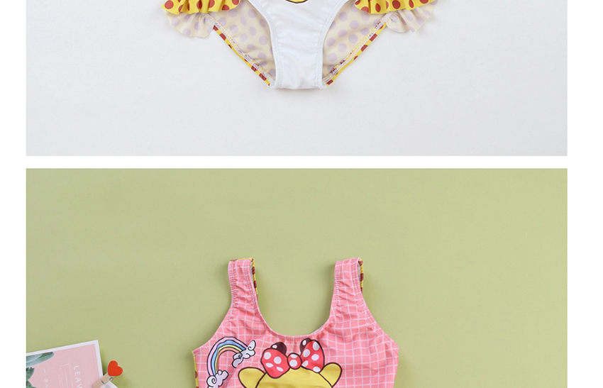 Fashion Pink Cartoon Printed Giraffe Flashing One-piece Swimsuit,Kids Swimwear