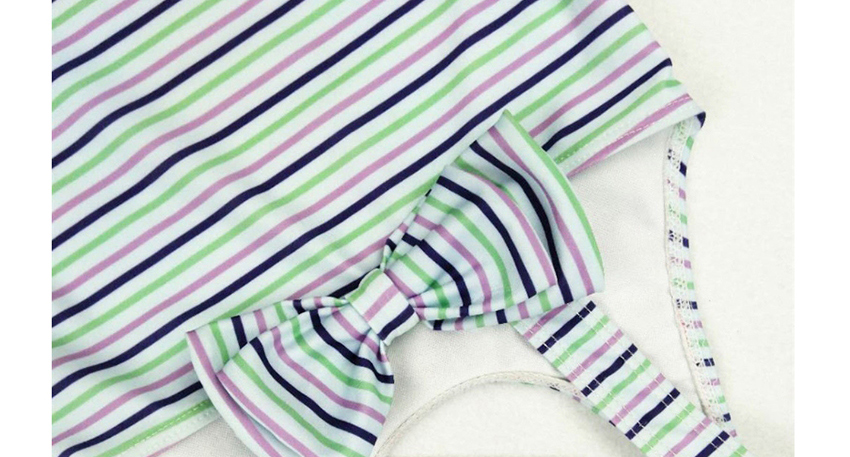 Fashion Color Bar Striped Bow Cartoon One-piece Swimsuit,Kids Swimwear