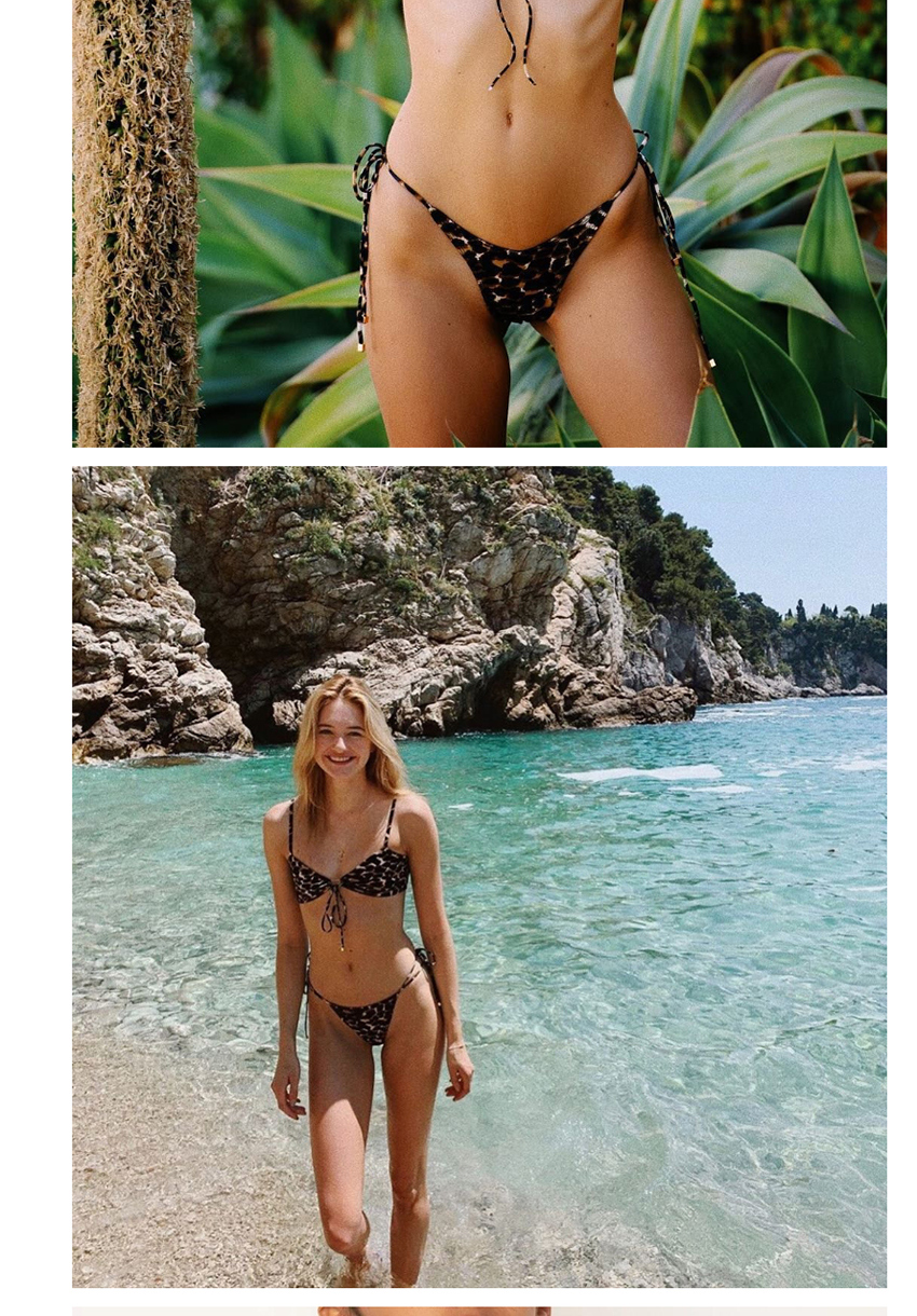 Fashion Green Leopard Print Split Swimsuit,Bikini Sets