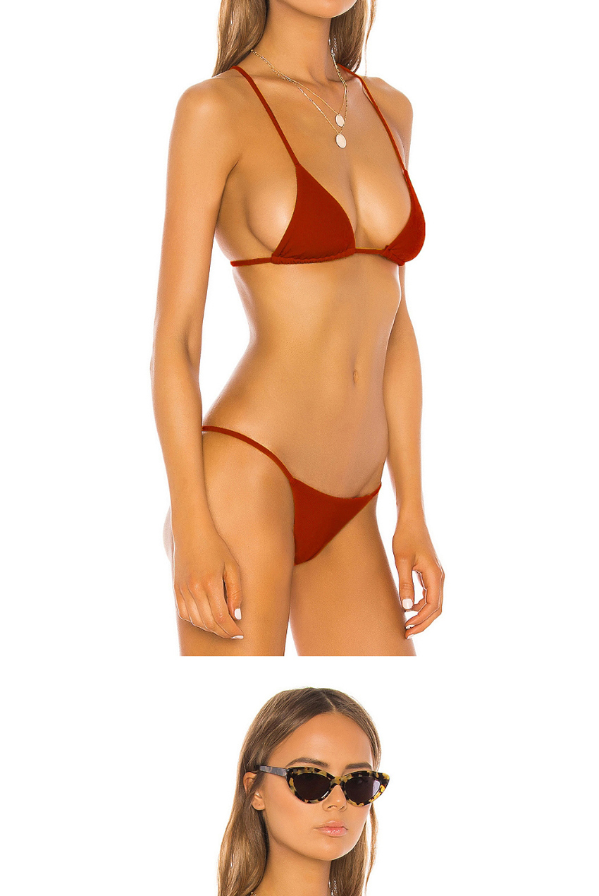 Fashion Wine Red Drawstring Lace Split Swimsuit,Bikini Sets