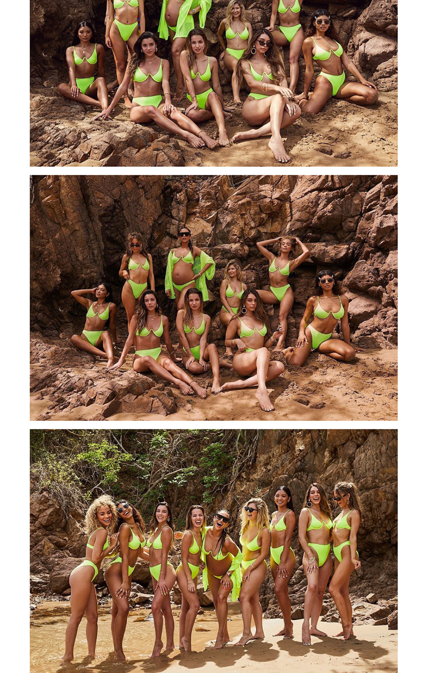 Fashion Rose Powder Underwire Split Swimsuit,Bikini Sets