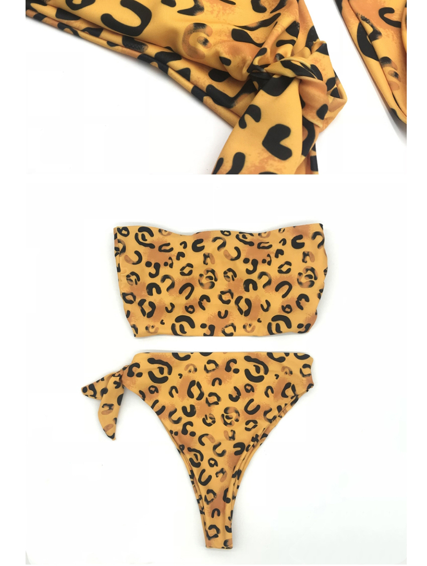 Fashion Dot Bandeau Leopard Dot High Waist Lace Up Swimsuit,Bikini Sets