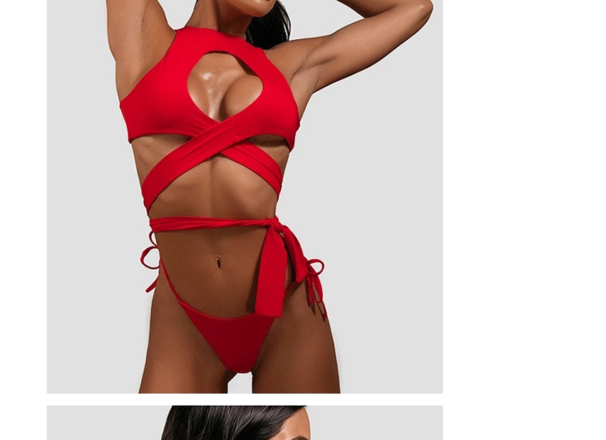 Fashion Scarlet Chest Cross Split Swimsuit,Bikini Sets