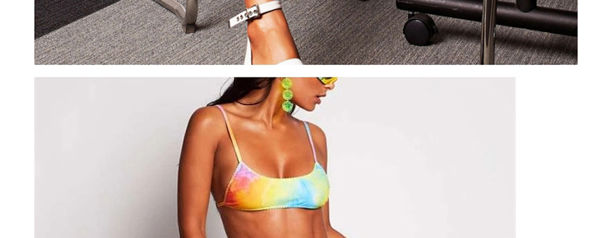 Fashion Color Gradient Rainbow Split Swimsuit,Bikini Sets