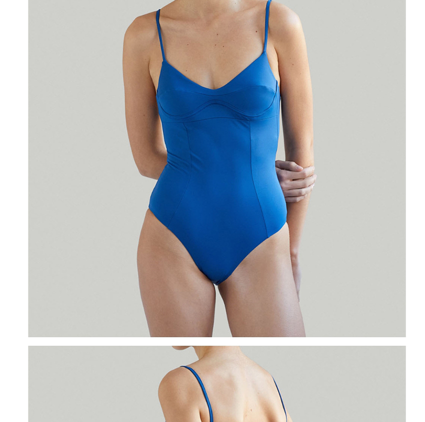 Fashion Sapphire Solid Color Paneled Underwire One-piece Swimsuit,SLEEPWEAR & UNDERWEAR