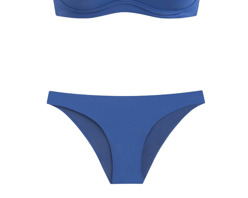 Fashion Sapphire Solid Color Underwire Split Swimsuit,Bikini Sets