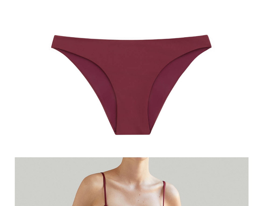 Fashion Wine Red Solid Color Underwire Split Swimsuit,Bikini Sets