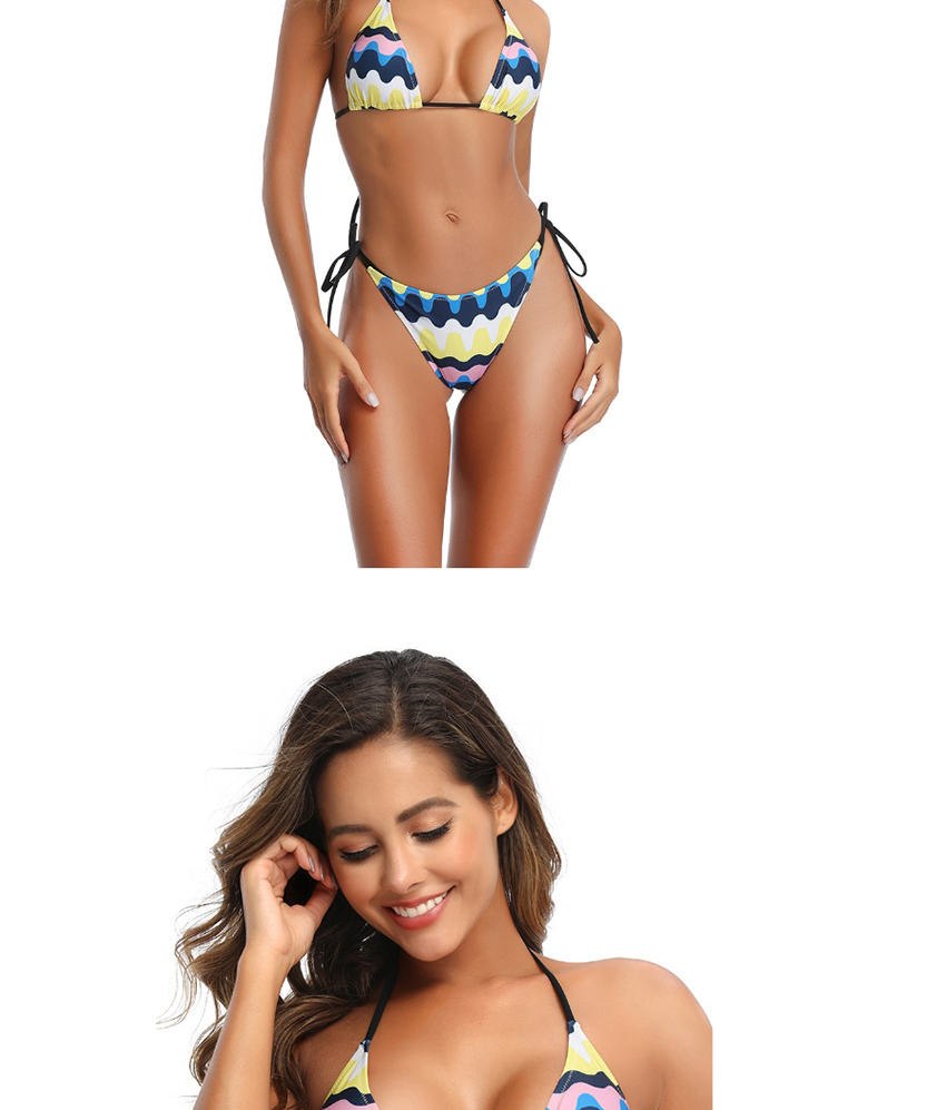 Fashion Color Fruit Print Wave Split Swimsuit,Bikini Sets