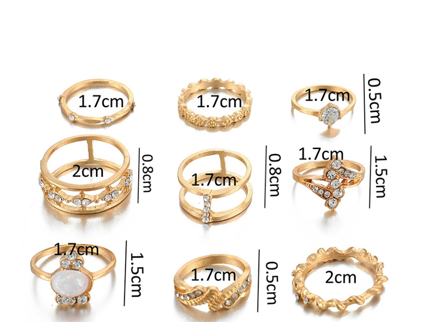 Fashion Golden Water Drop Diamond Alloy Protein Ring Set Of 9,Fashion Rings