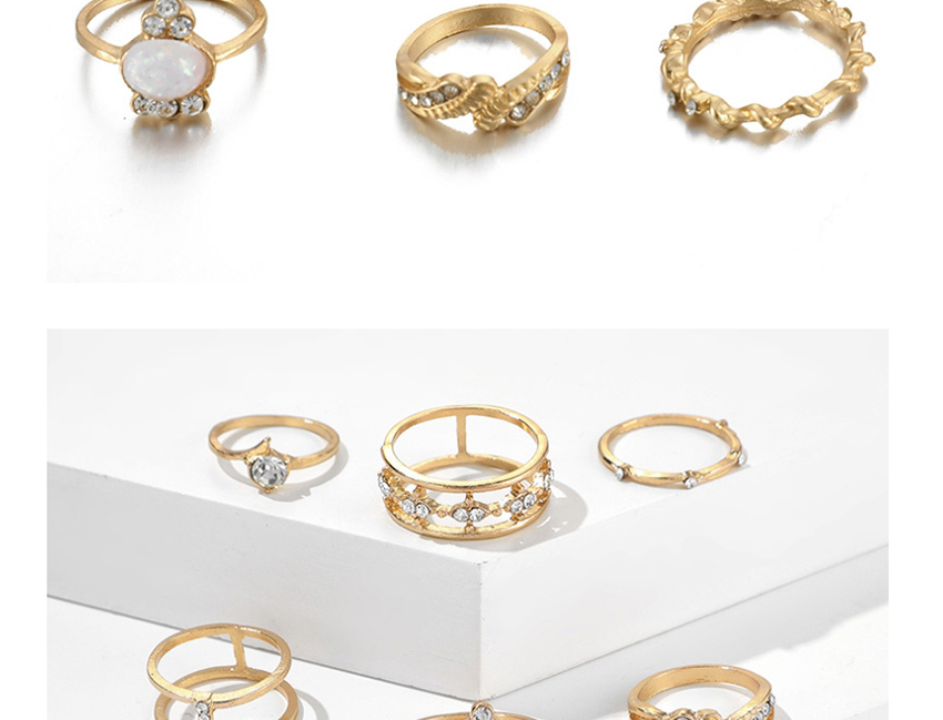 Fashion Golden Water Drop Diamond Alloy Protein Ring Set Of 9,Fashion Rings