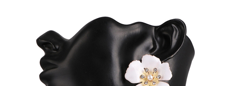 Fashion White Alloy Drip Oil Flower Tassel Earrings,Stud Earrings