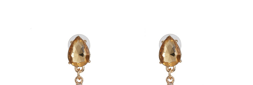 Fashion Golden Coffee Color Alloy Diamond Earrings,Drop Earrings