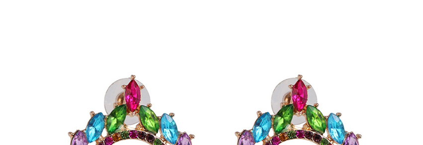 Fashion Color Large Circle Alloy Diamond Earrings,Stud Earrings
