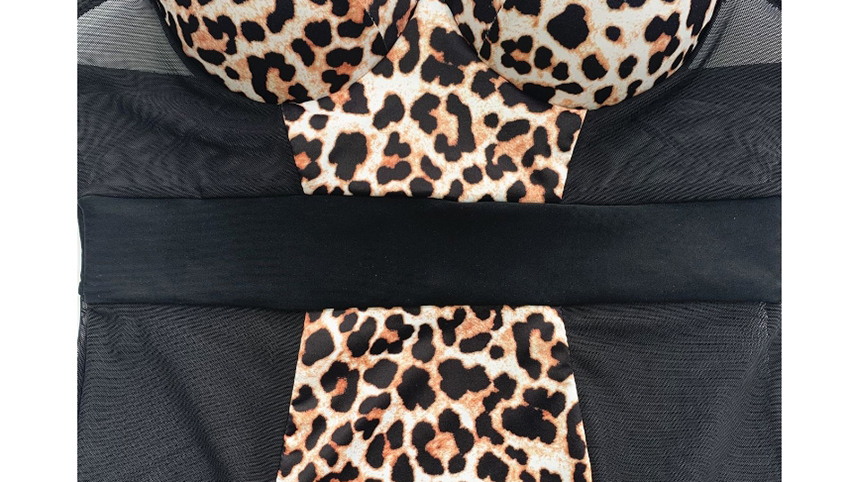Fashion Black Leopard Print Mesh Paneled One Piece Swimsuit,One Pieces