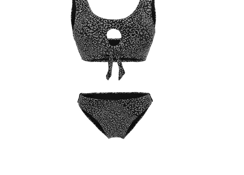 Fashion Golden Leopard Print Printed Cutout Ring Split Swimsuit,Bikini Sets