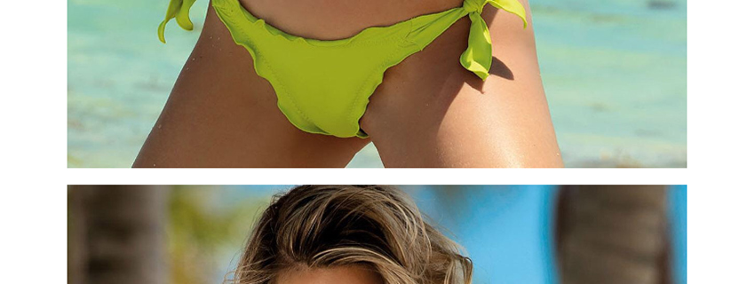 Fashion Fluorescent Green Cross Pleated Split Swimsuit,Bikini Sets