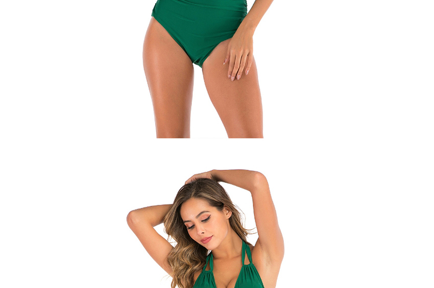 Fashion Green Halter Backless One Piece Swimsuit,One Pieces