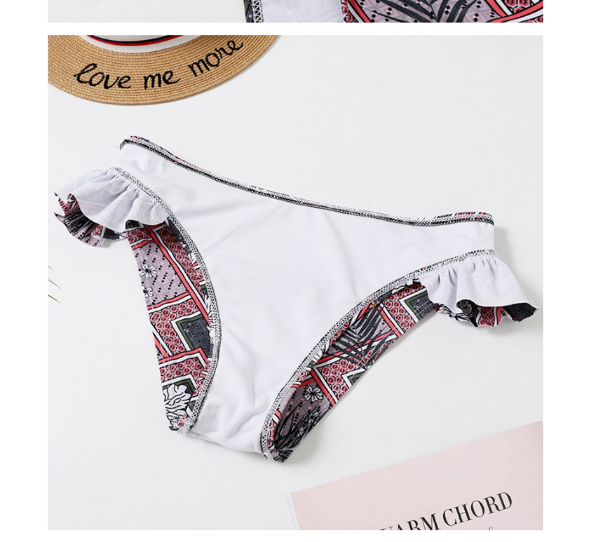 Fashion Color Printed Ruffled Split Shoulder Swimwear,Bikini Sets