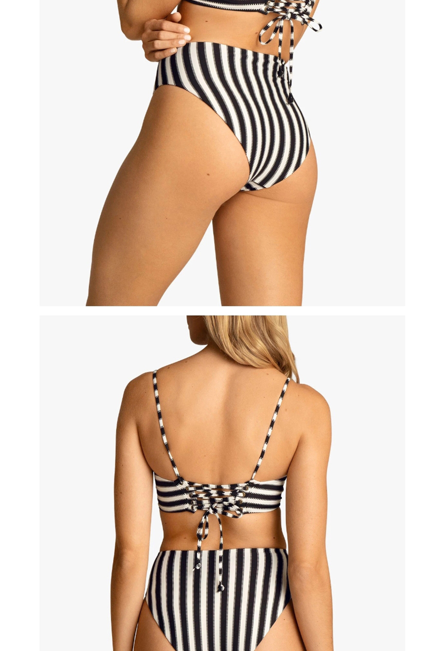 Fashion Black Bars Striped Diamond Print Split Swimsuit,Bikini Sets