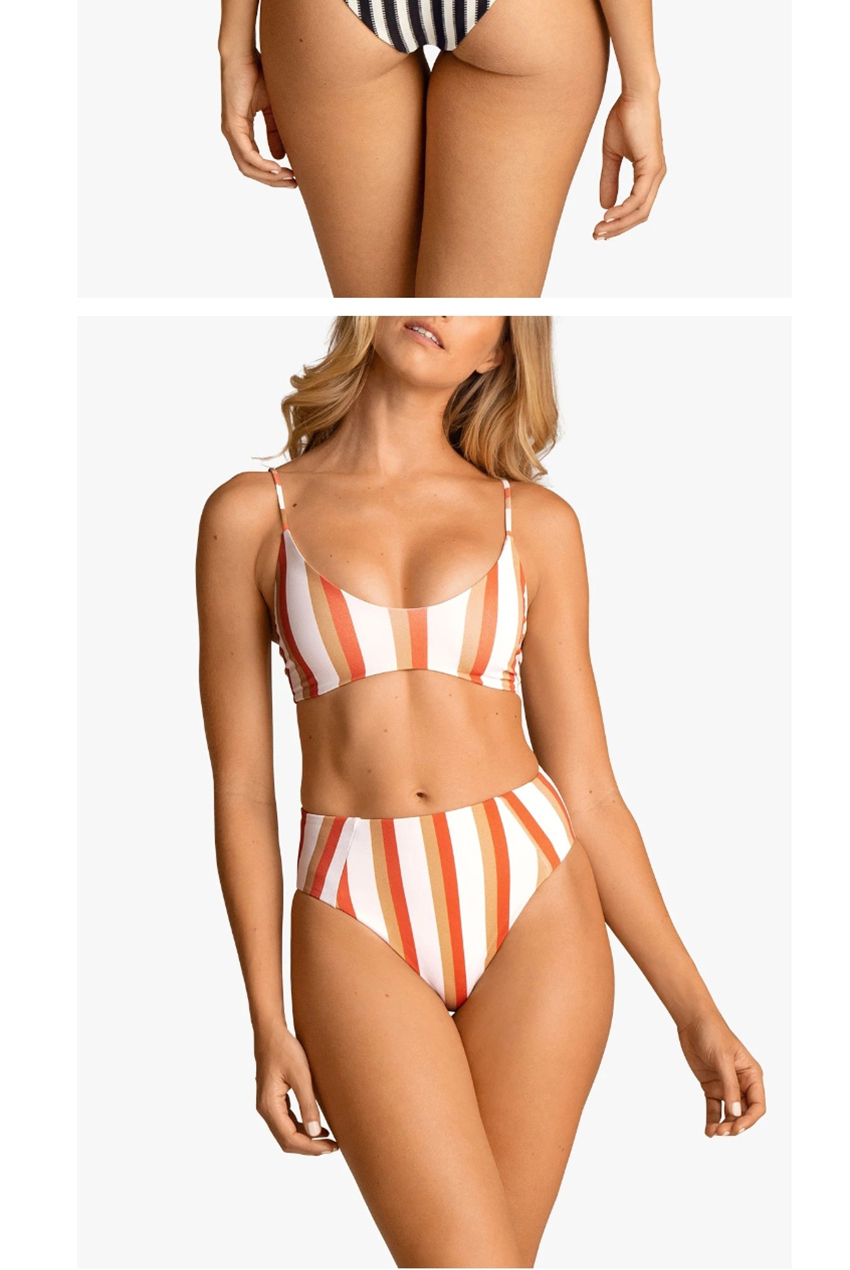Fashion Linger Striped Diamond Print Split Swimsuit,Bikini Sets
