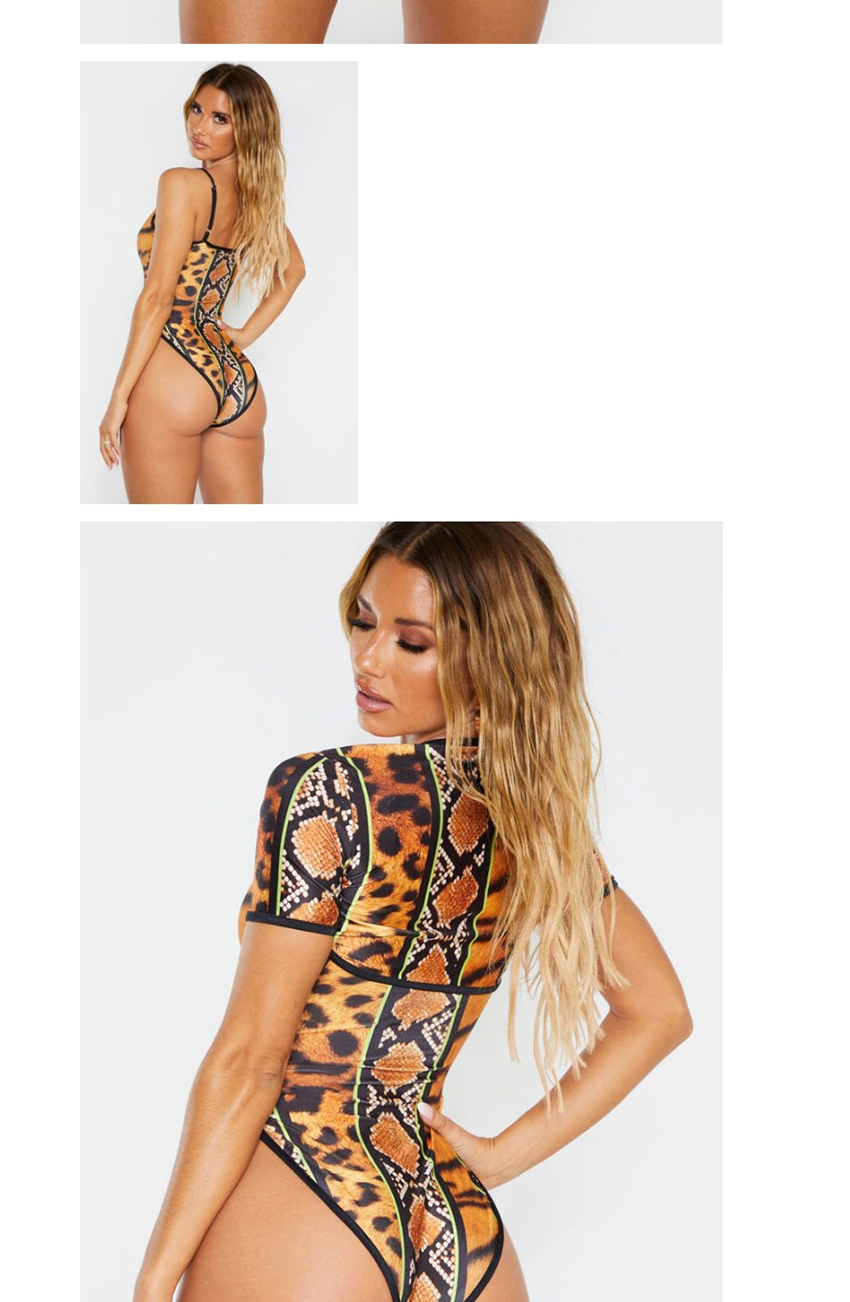Fashion One-piece Two-piece Snake Pattern Printed Zip One-piece Swimsuit,One Pieces