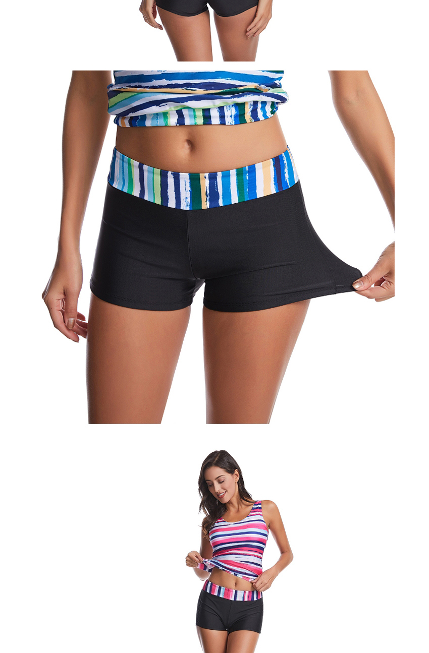 Fashion Color Bar Flat-corner Striped Printed Split Swimsuit,Swimwear Sets