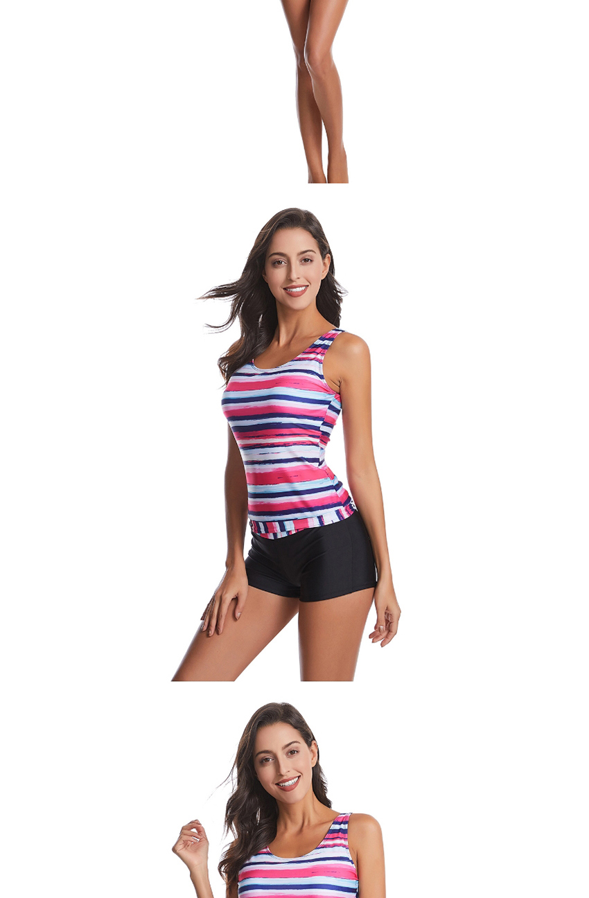 Fashion Vermicelli Flat-corner Striped Printed Split Swimsuit,Swimwear Sets