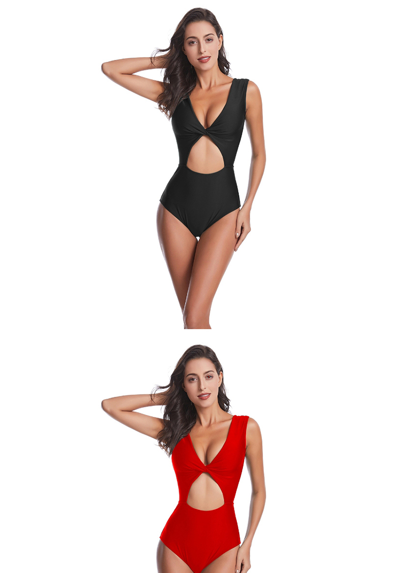 Fashion Red Hollow Cross One Piece Swimsuit,One Pieces