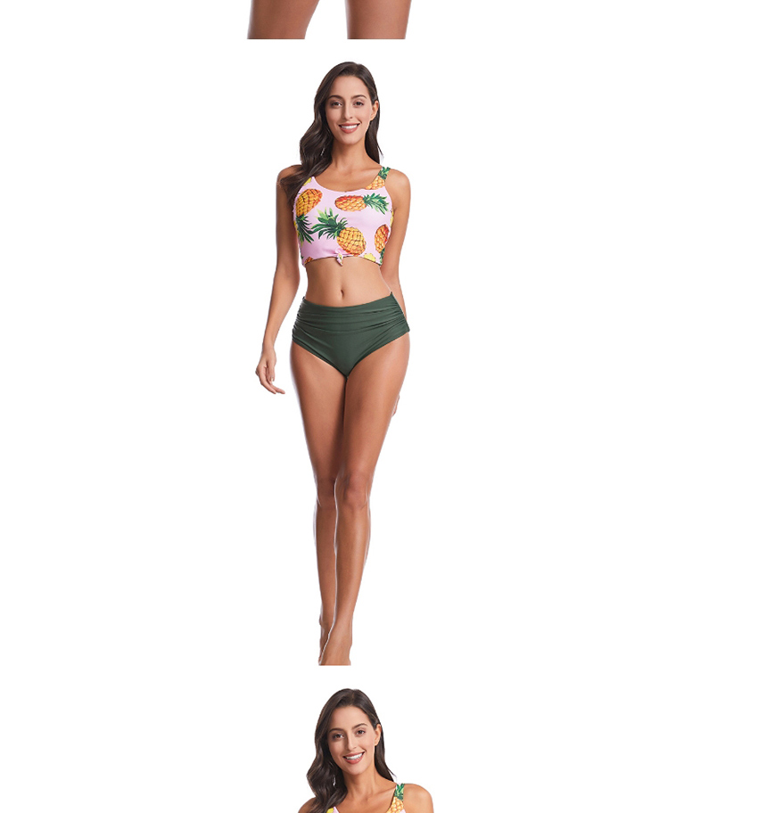 Fashion White High-waist Fruit Print Knotted Split Swimsuit,Bikini Sets