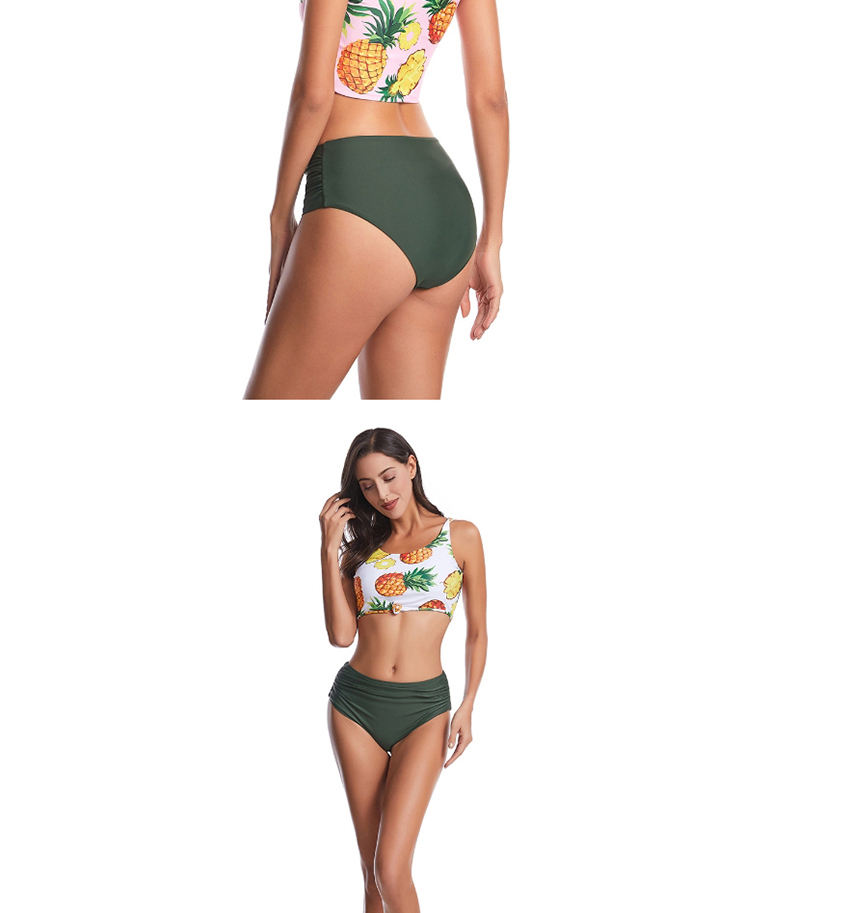 Fashion White High-waist Fruit Print Knotted Split Swimsuit,Bikini Sets
