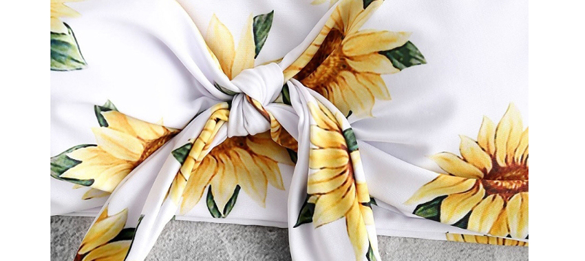 Fashion White Bandeau Print Sun Triangle Swimsuit,Bikini Sets