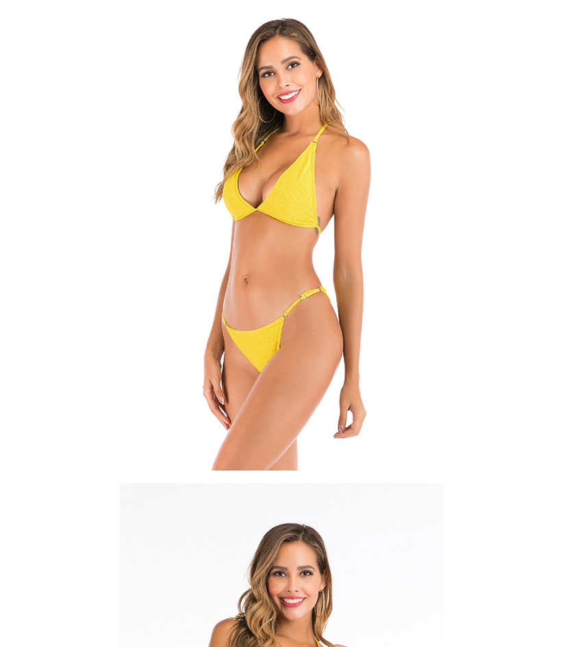 Fashion Yellow Halter Adjustable Swimsuit,Bikini Sets