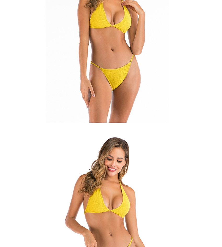Fashion Yellow Halter Adjustable Swimsuit,Bikini Sets