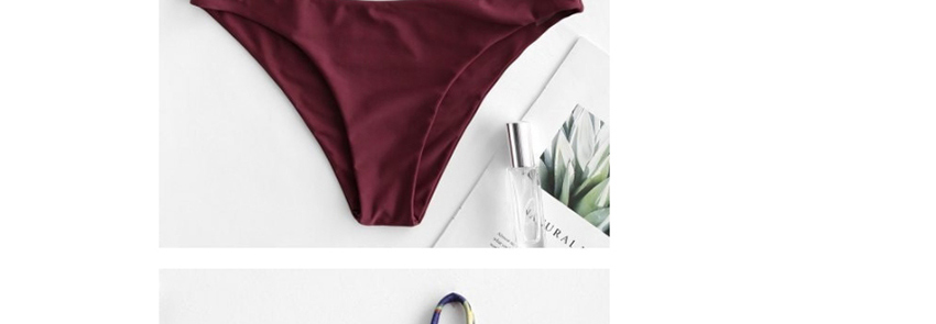 Fashion Wine Red Triangle Print Split Swimsuit,Bikini Sets