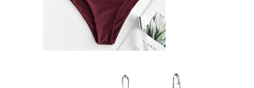 Fashion Wine Red Triangle Print Split Swimsuit,Bikini Sets