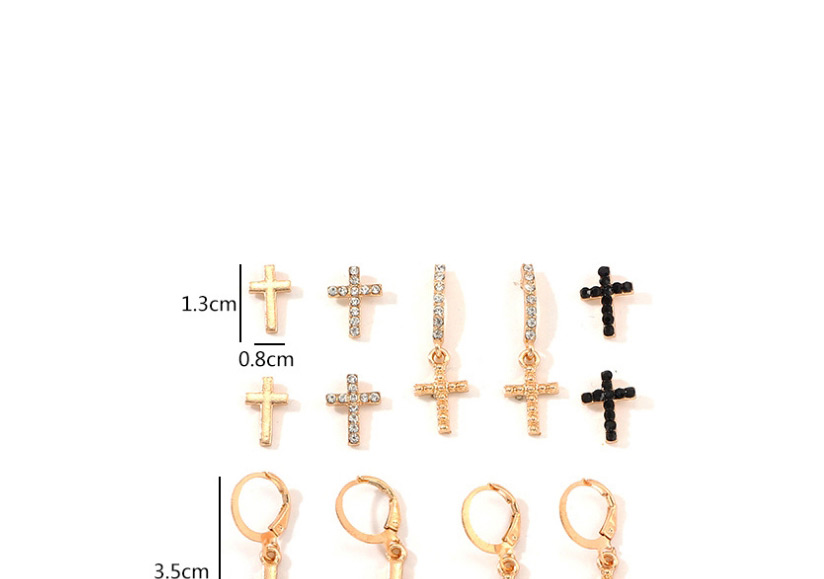Fashion Golden Alloy Cross Earrings 6 Pairs,Stud Earrings