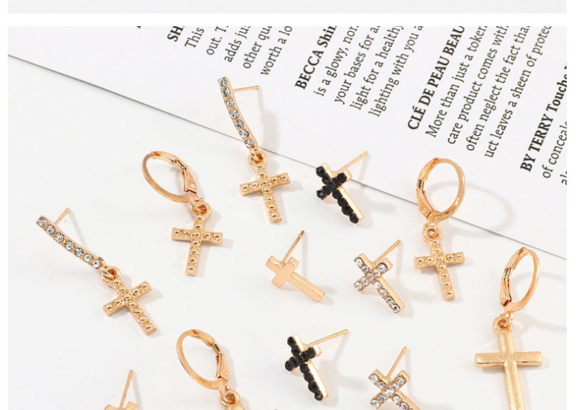 Fashion Golden Alloy Cross Earrings 6 Pairs,Stud Earrings