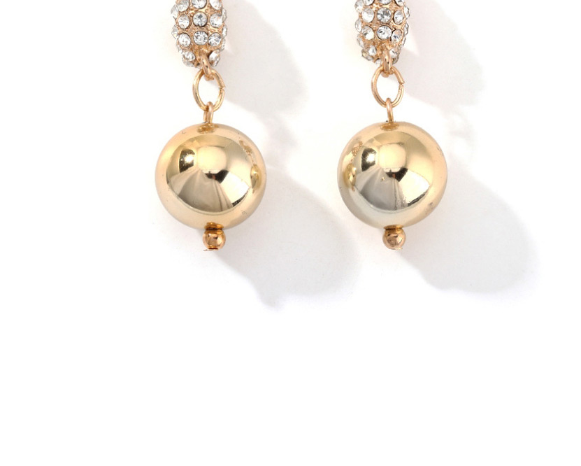 Fashion Golden C-shaped Diamond Ball Earrings,Drop Earrings