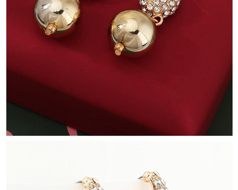 Fashion Golden C-shaped Diamond Ball Earrings,Drop Earrings