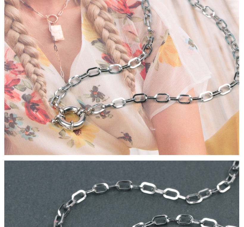 Fashion 40cm Silver Multi-layer Long Chain Stainless Steel Necklace,Necklaces