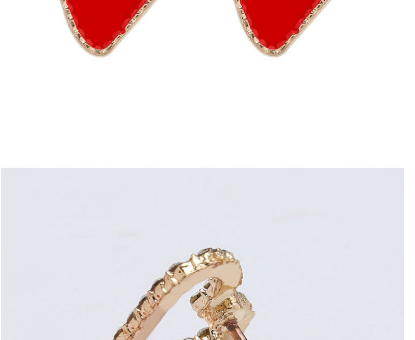 Fashion Red Multilayer Love-shaped Alloy Earrings With Diamonds And Oil Drop,Drop Earrings
