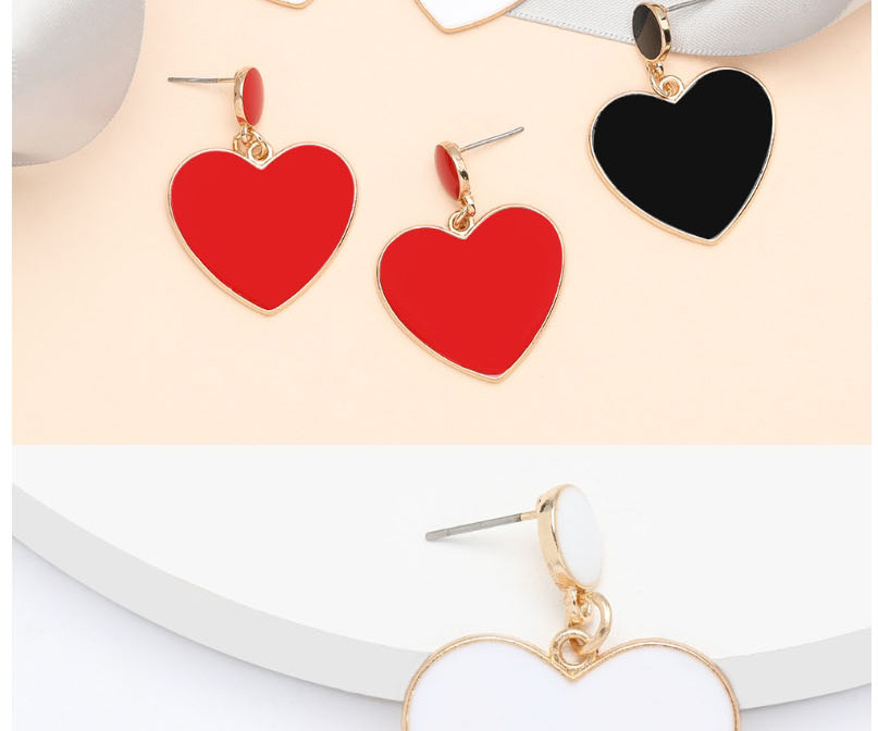 Fashion White Heart-shaped Alloy Oil Drop Geometric Earrings,Drop Earrings