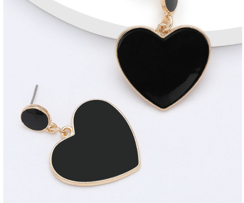 Fashion White Heart-shaped Alloy Oil Drop Geometric Earrings,Drop Earrings