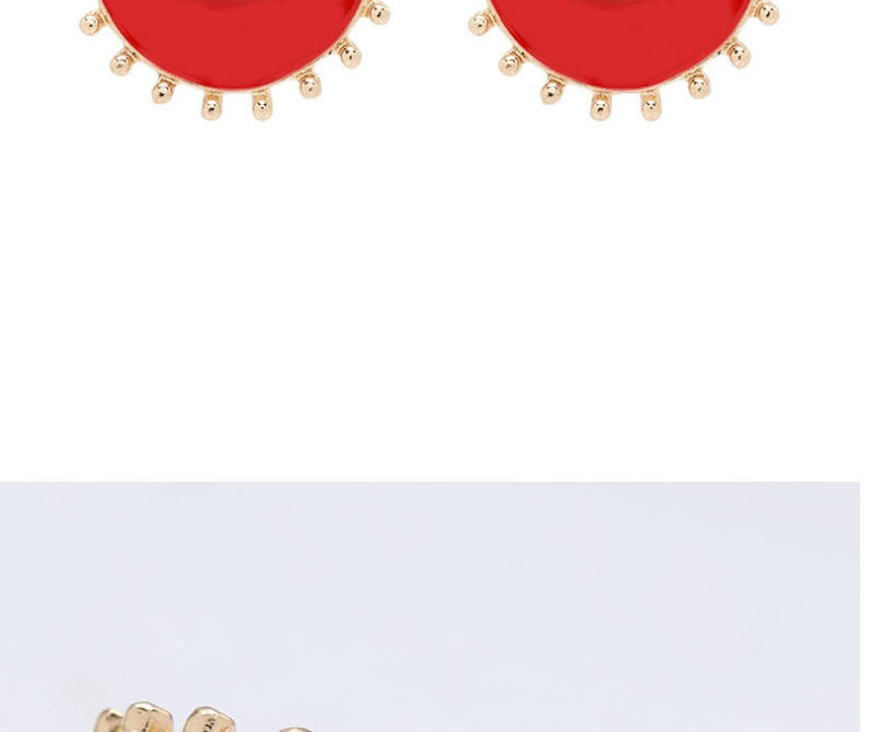 Fashion Red Lace Alloy Dripping Round Eye Earrings,Stud Earrings