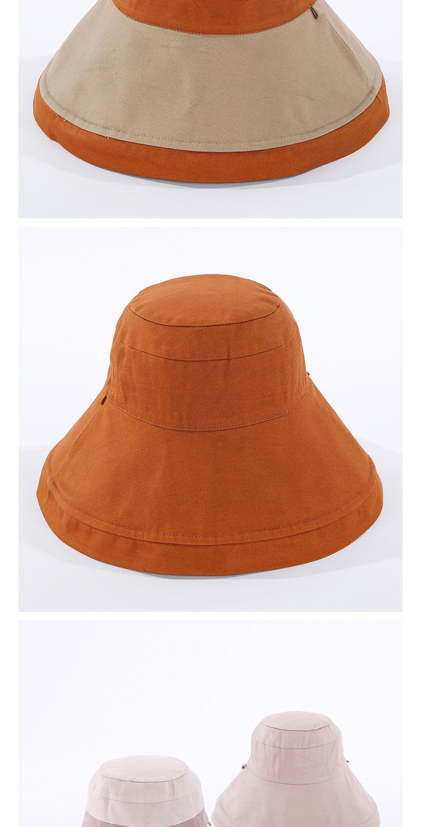 Fashion M + Khaki Color-block Double-sided Fisherman Hat,Sun Hats