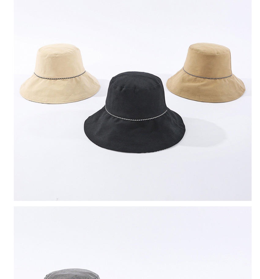 Fashion Khaki Striped Reversible Fisherman Hat,Sun Hats